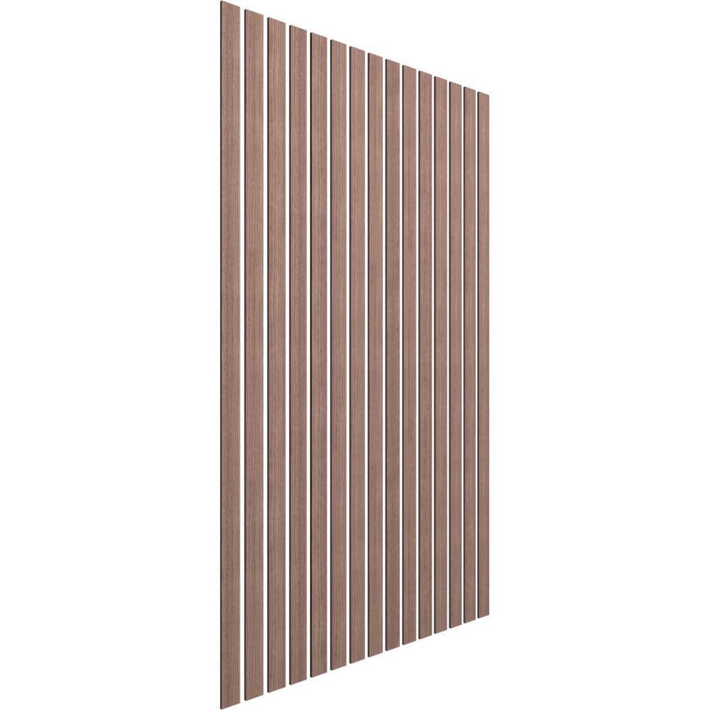 Ekena Millwork 94-in H x-38-in T Adjustable Wood Slat Wall Panel Kit w3-in W Slats Walnut (contains 15 Slats) SWW60X94X0375WA