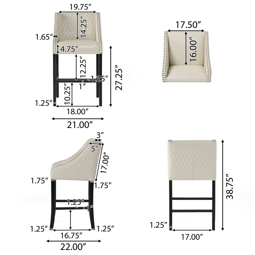 Milano 28 inch Quilted Ivory Bonded Leather 28 inch Barstool by Christopher Knight Home   22\