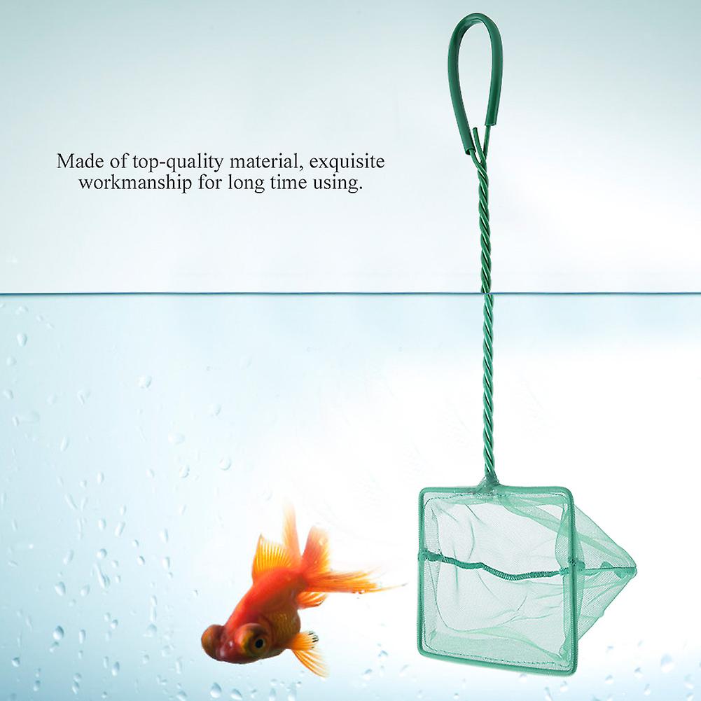 Portable Green Square Aquarium Fishbowl Fishing Landing Net Floating Objects Clean Tools 6 Inch