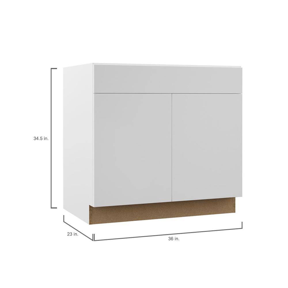 Hampton Bay Designer Series Edgeley Assembled 36x34.5x23.75 in. Base Kitchen Cabinet in White B36-EDWH