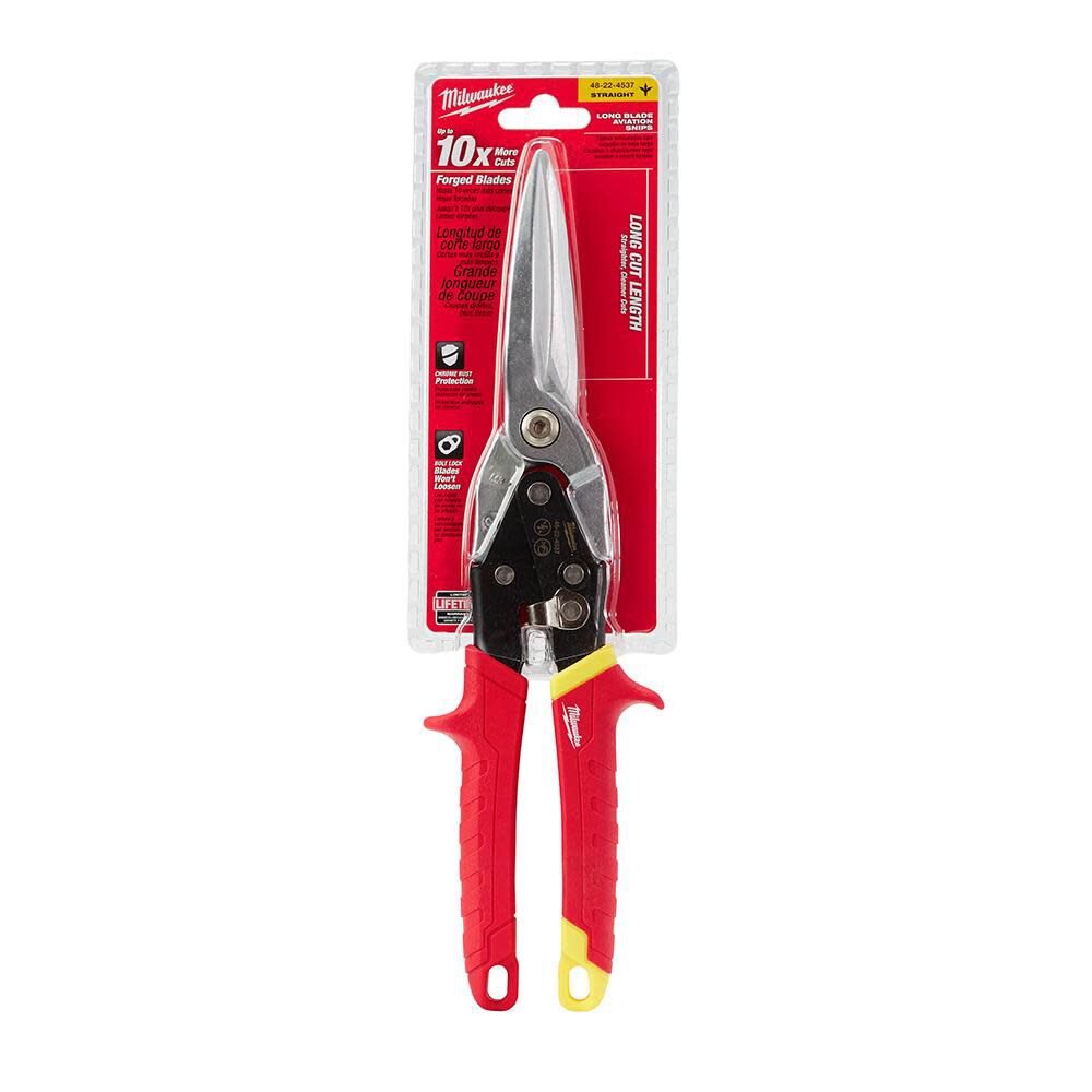 Milwaukee Long Cut Straight Aviation Snips 48-22-4537 from Milwaukee