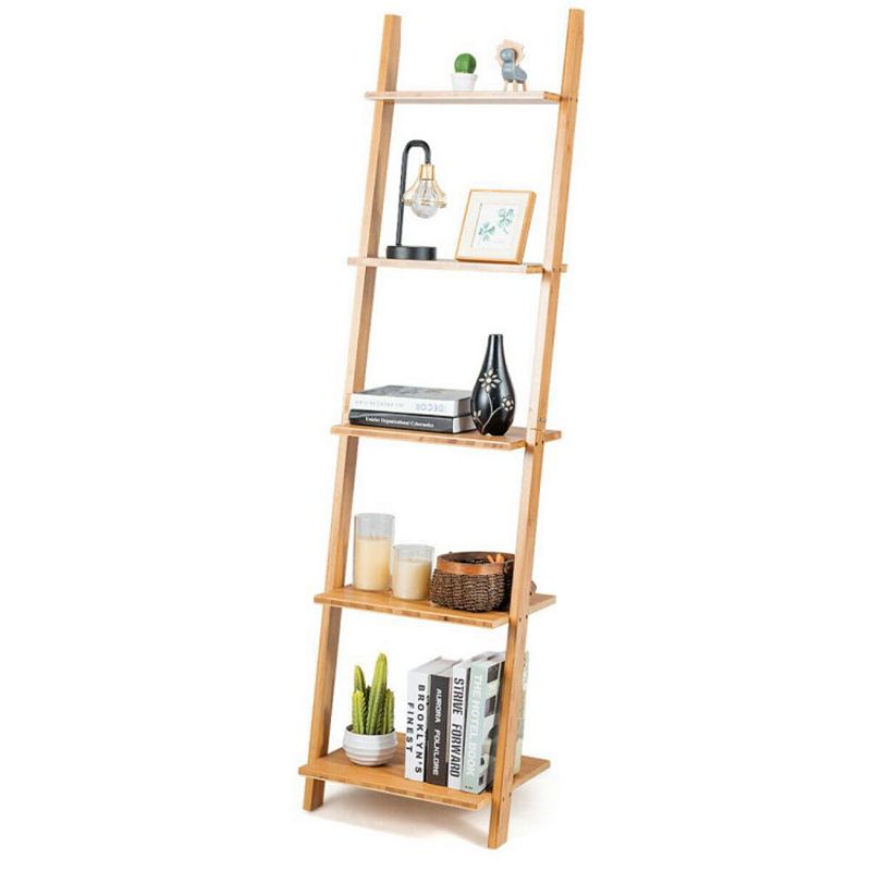 Hivago 5-Tier Modern Wall-Leaning Display Ladder Bookshelf