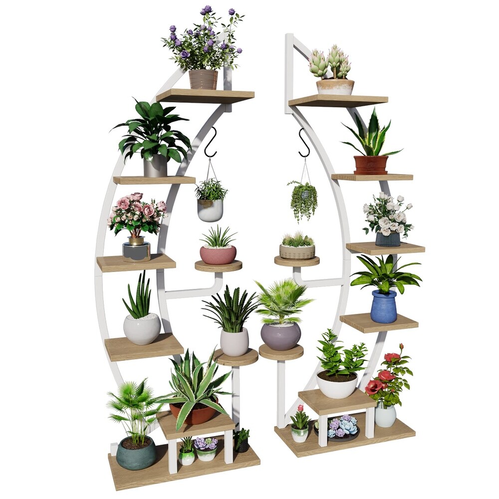 EROMMY Metal Plant Stand for Indoor Plants Multiple  Plant Shelf for Planter Display  Half Moon Plant Stand for Balcony