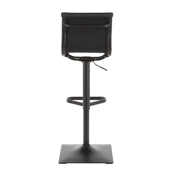 Porch and Den Tower Master Adjustable Bar Stool in Faux Leather and Black Metal