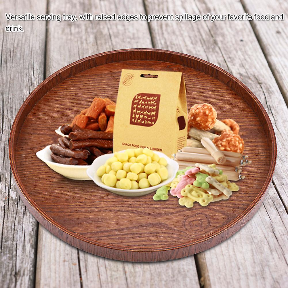 Round Shape Solid Wood Tea Coffee Snack Food Meals Serving Tray Plate Restaurant Trays Wooden