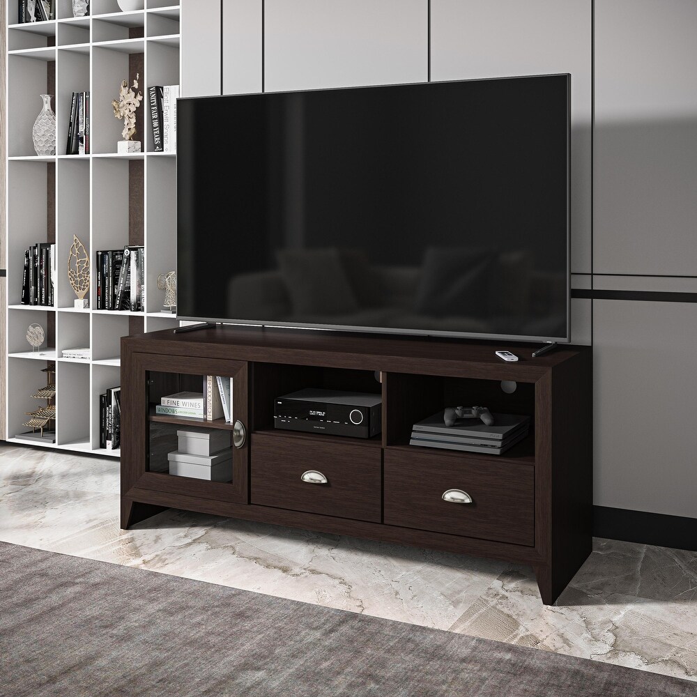 Urban Designs Modern TV Stand with Storage for TV Up To 60   Wenge   59\