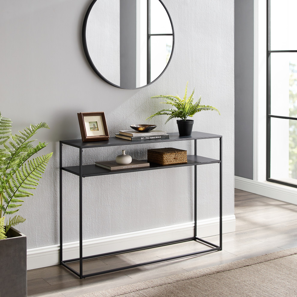 Braxton Console Table Matte Black   Industrial   Console Tables   by Crosley  Houzz