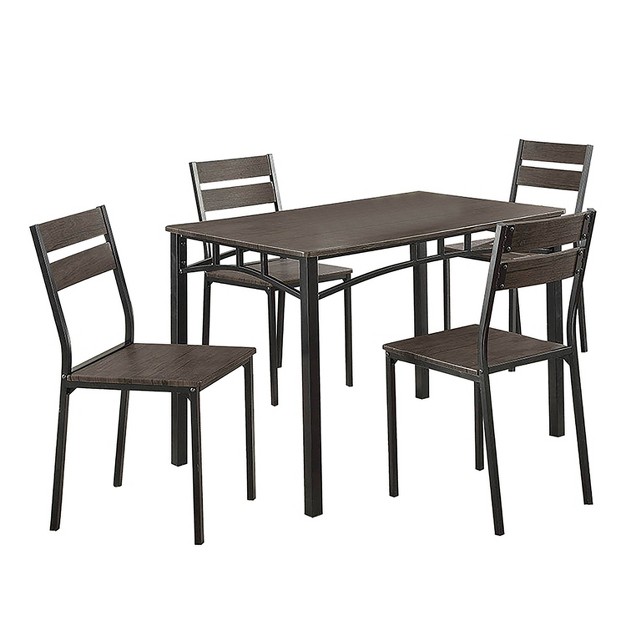 5pc Malsbary Industrial Dining Table Set Antique Brown Homes Inside Out