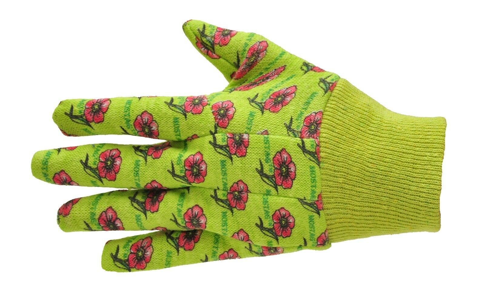 G & F Kids Garden Gloves 1823-3 JustForKids Work Gloves, 3 Pairs Green/Red/Blue per Pack