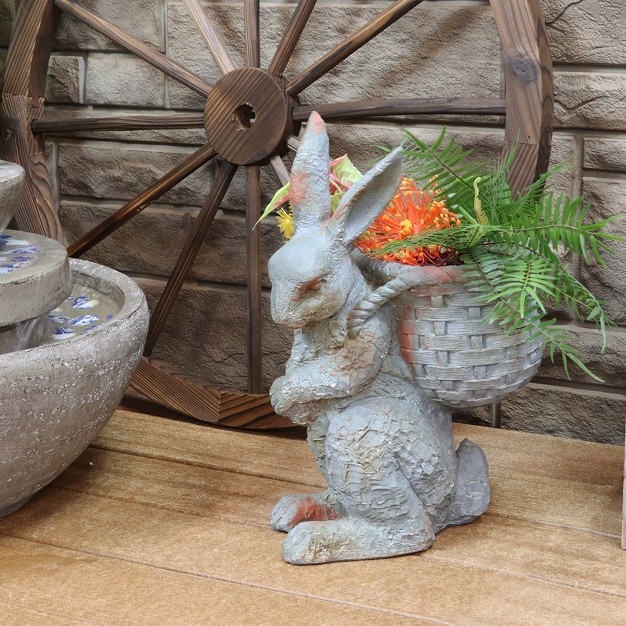 Roman The Carrot Collector Rabbit Indoor outdoor Statue Figurine Patio Lawn And Garden Decoration