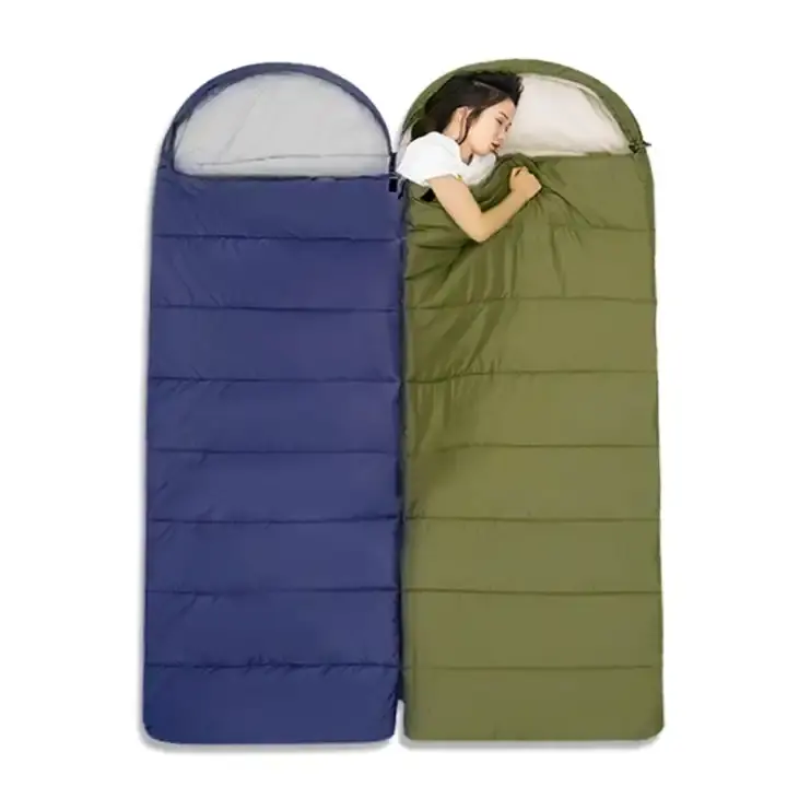 Waterproof Synthetic Fiber filled Envelop Style Camping Sleeping Bag envelop style camping puffy sleeping bag