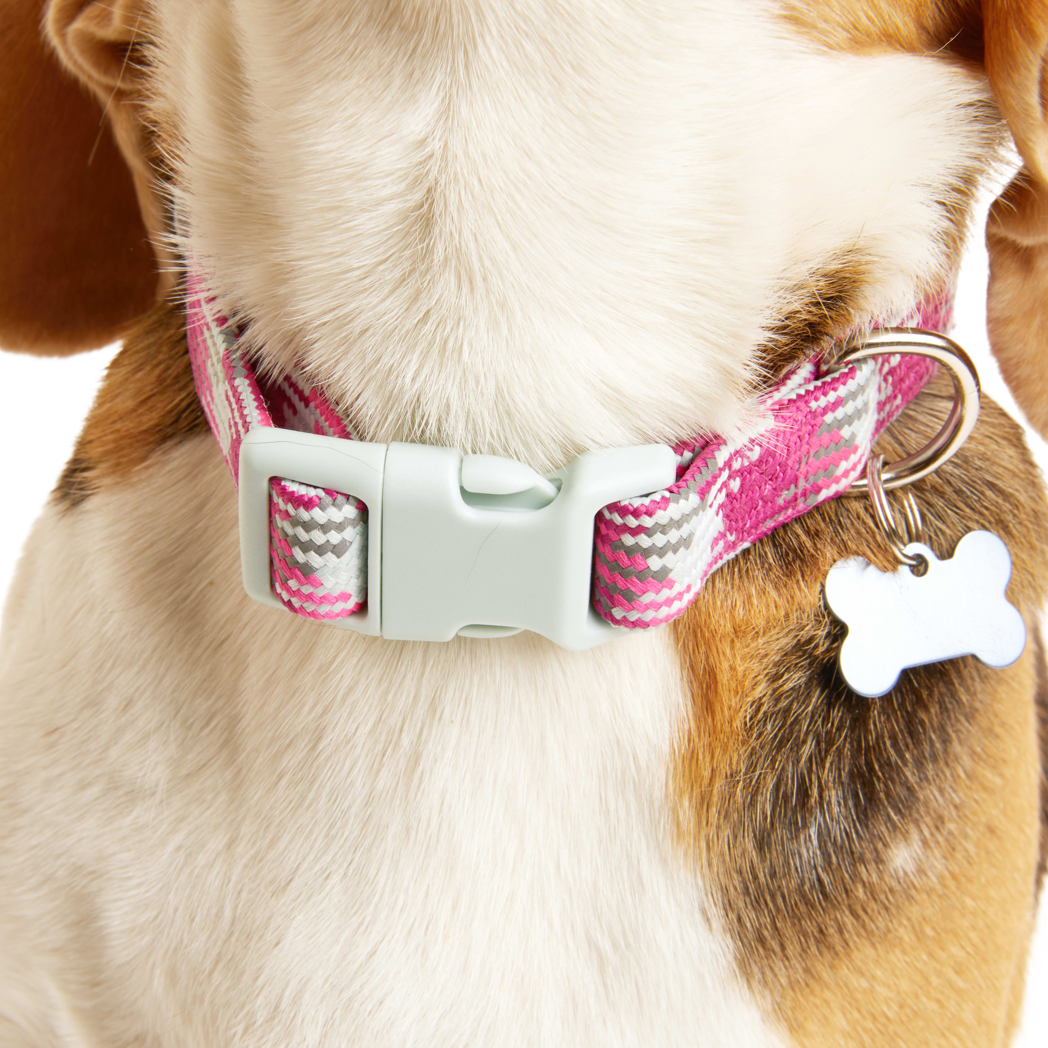 YOULY Pink Multicolored Reflective Dog Collar， Small