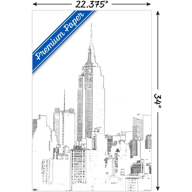 Trends International Line Art New York Skyline Unframed Wall Poster Prints