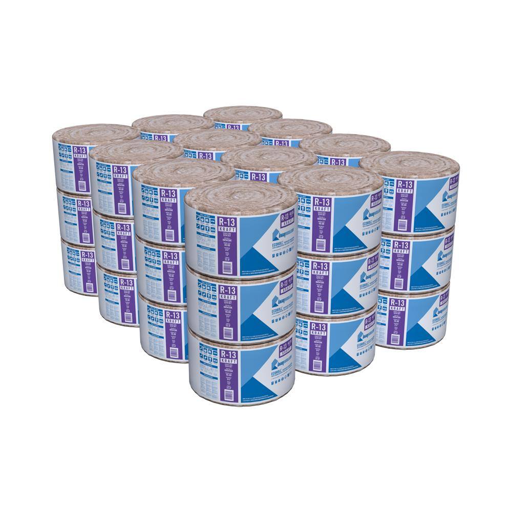 Knauf Insulation R-13 EcoRoll Kraft Faced Fiberglass Insulation Roll 3-12 in. x 15 in. x 32 ft. (36-Rolls) 690975