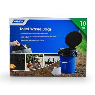 Camco Leak Proof Double Lined Camping Toilet Waste Bags in Black (10-Pack) 41548