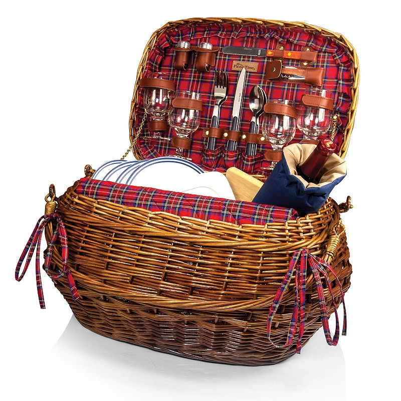 Picnic Time Highlander Willow Picnic Basket with Service for 4