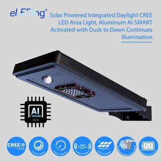 eLEDing Solar Power Dusk to Dawn Black Aluminum Outdoor Integrated LED AI-Smart Sensing 1600 Lumens Cree Area Path Parking Light EE812W-AI8