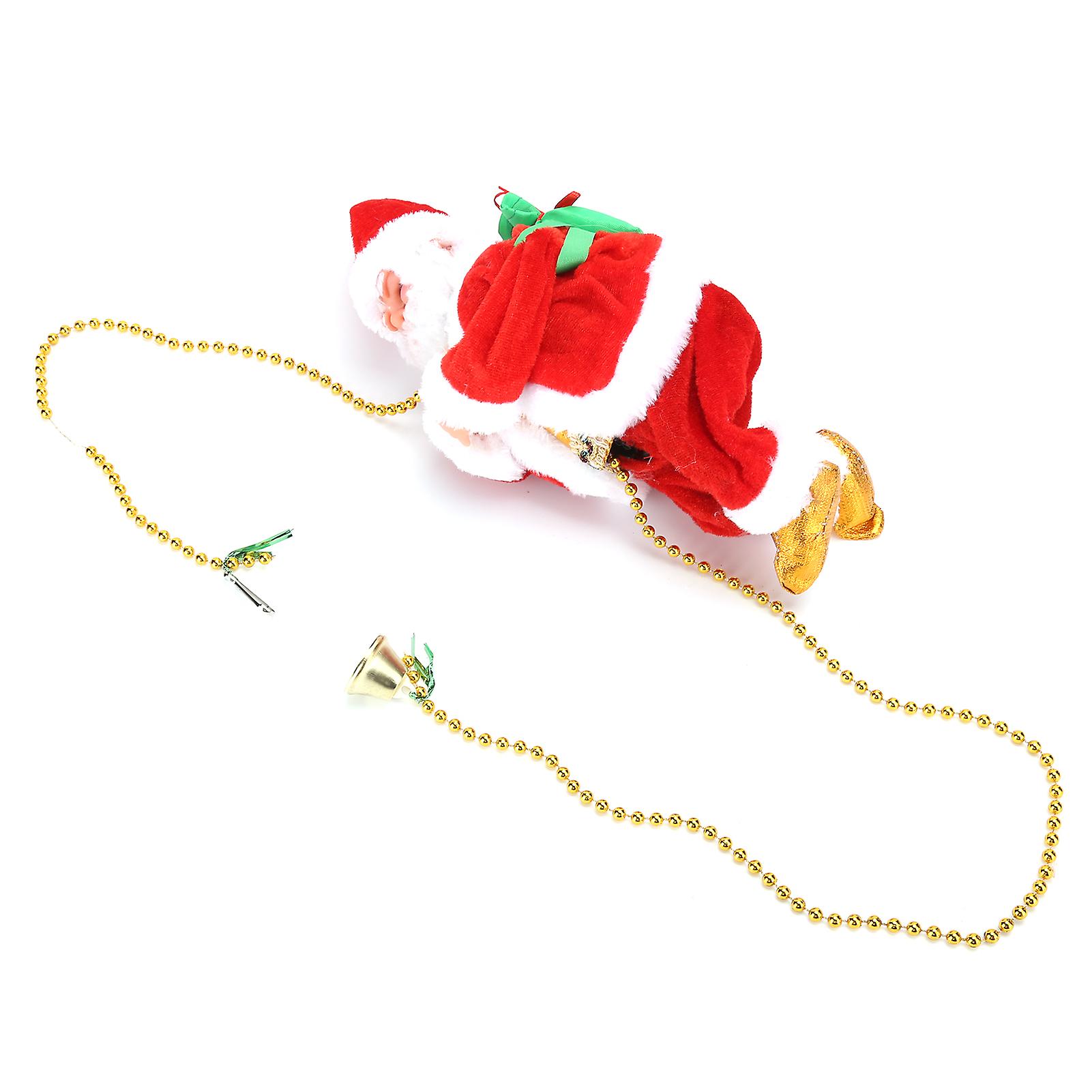 Electric Climbing Santa Claus On Beads Chain Moving Figure Hanging Xmas Ornament Toys