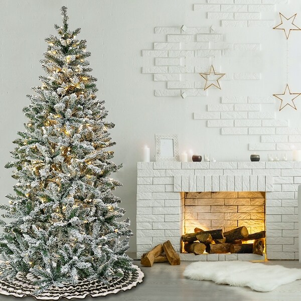 National Tree Company 6.5 ft. Snowy Chatham Slim Tree with Warm White LED Lights and PowerConnect