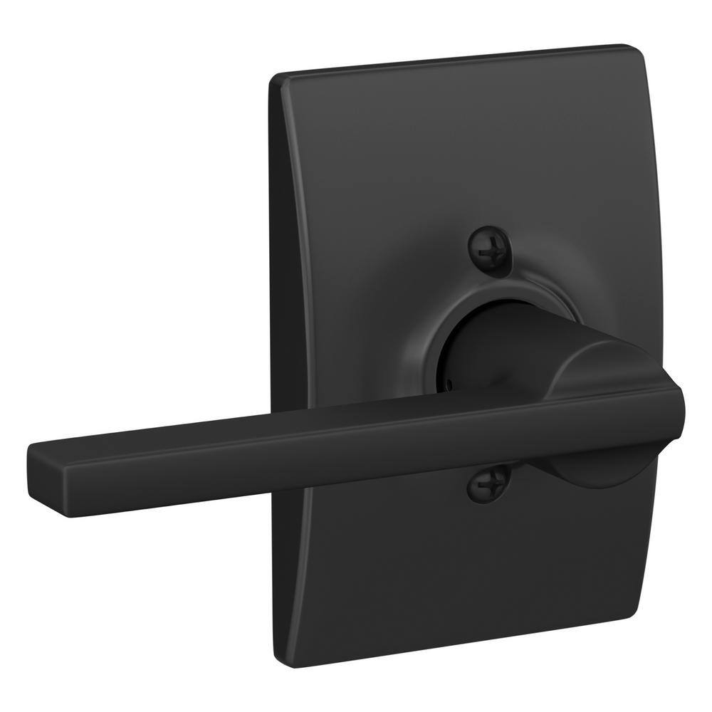 Schlage Latitude Matte Black Passage HallCloset Door Handle with Century Trim F10 LAT 622 CEN