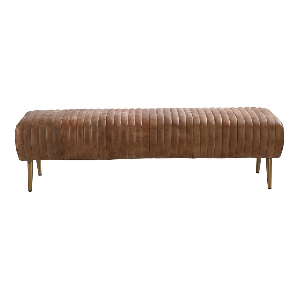 Aurelle Home Modern Ribbed Leather Bench