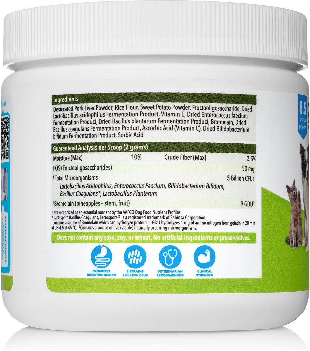 Vetnique Labs Profivex Probiotics 5-Strain Pork Flavored Powder Digestive Supplement for Dogs and Cats