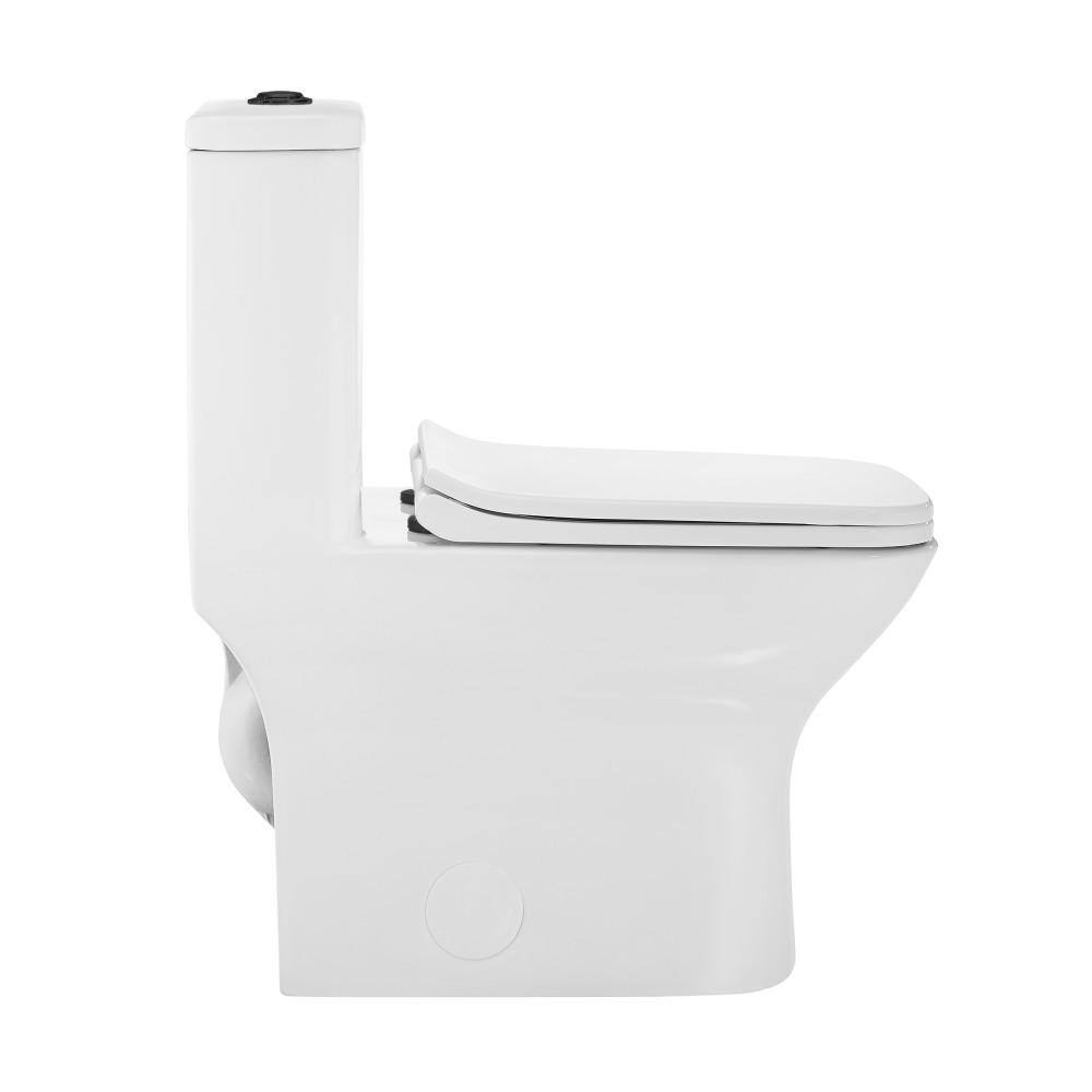 Swiss Madison Carre 1-piece 1.11.6 GPF Dual Flush Square Toilet in Glossy White with Black Hardware Seat Included SM-1T256HB