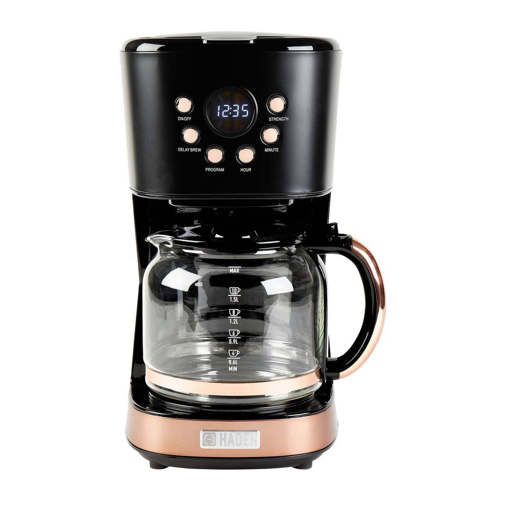 HADEN 12- Cup BlackCopper Retro Style Drip Coffee Maker with Strength Control and Timer 75075