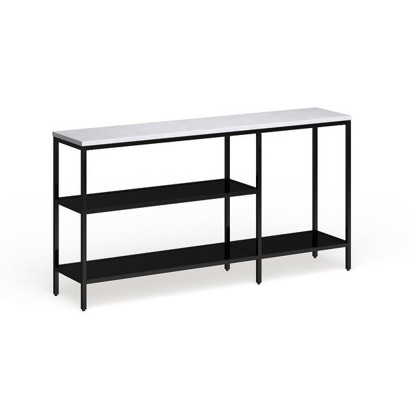 SEI Furniture Corman Narrow Black and Grey Faux Marble Console Table