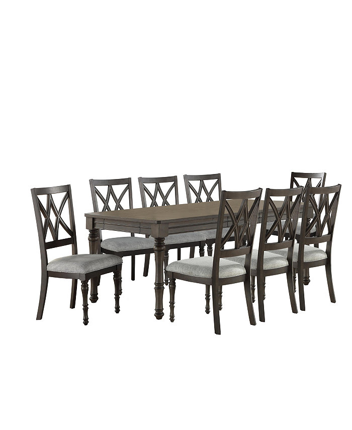 Furniture Linett 9-Pc Dining Set (Rectangular Table + 8 Side Chairs)