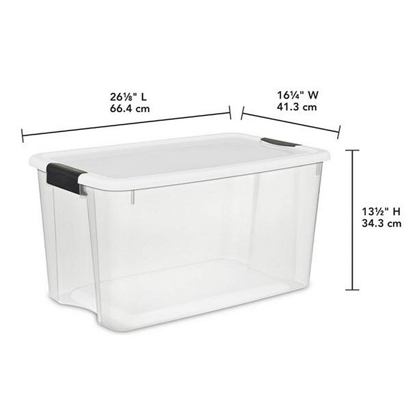 Sterilite 70 Qt Clear Plastic Stackable Storage Bin with Latching Lid， (4 Pack)