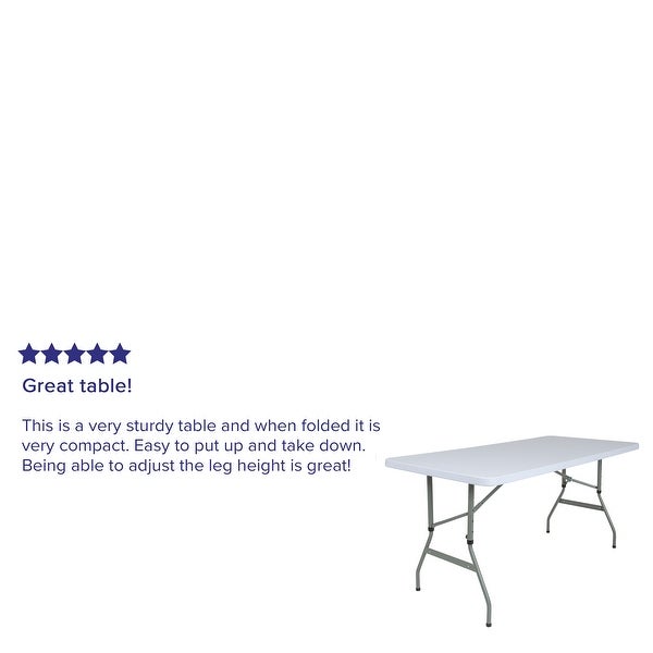 4.93-Foot Height Adjustable Granite White Plastic Folding Table