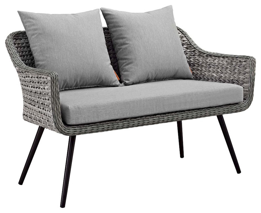 Modway Furniture Outdoor Patio Wicker Rattan Loveseat  Gray  EEI 3024 GRY GRY   Tropical   Outdoor Loveseats   by ShopFreely  Houzz