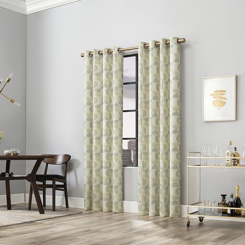 Scott Living Drake Mid-Century Geometric Semi-Sheer Grommet 1-panel Window Curtain