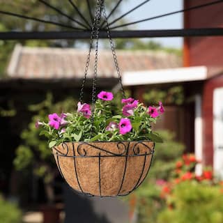 Ashman Online 12 in. Round Metal Hanging Planter Baskets with Coco Coir Liner (4-Pack) PlantHangBasket12Inch4Pk