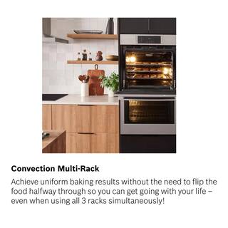 Bosch 800 Series 30 in Built-In Electric Convection Double Wall Oven in Stainless Steel w True Convection Cooking Self-Clean HBL8651UC