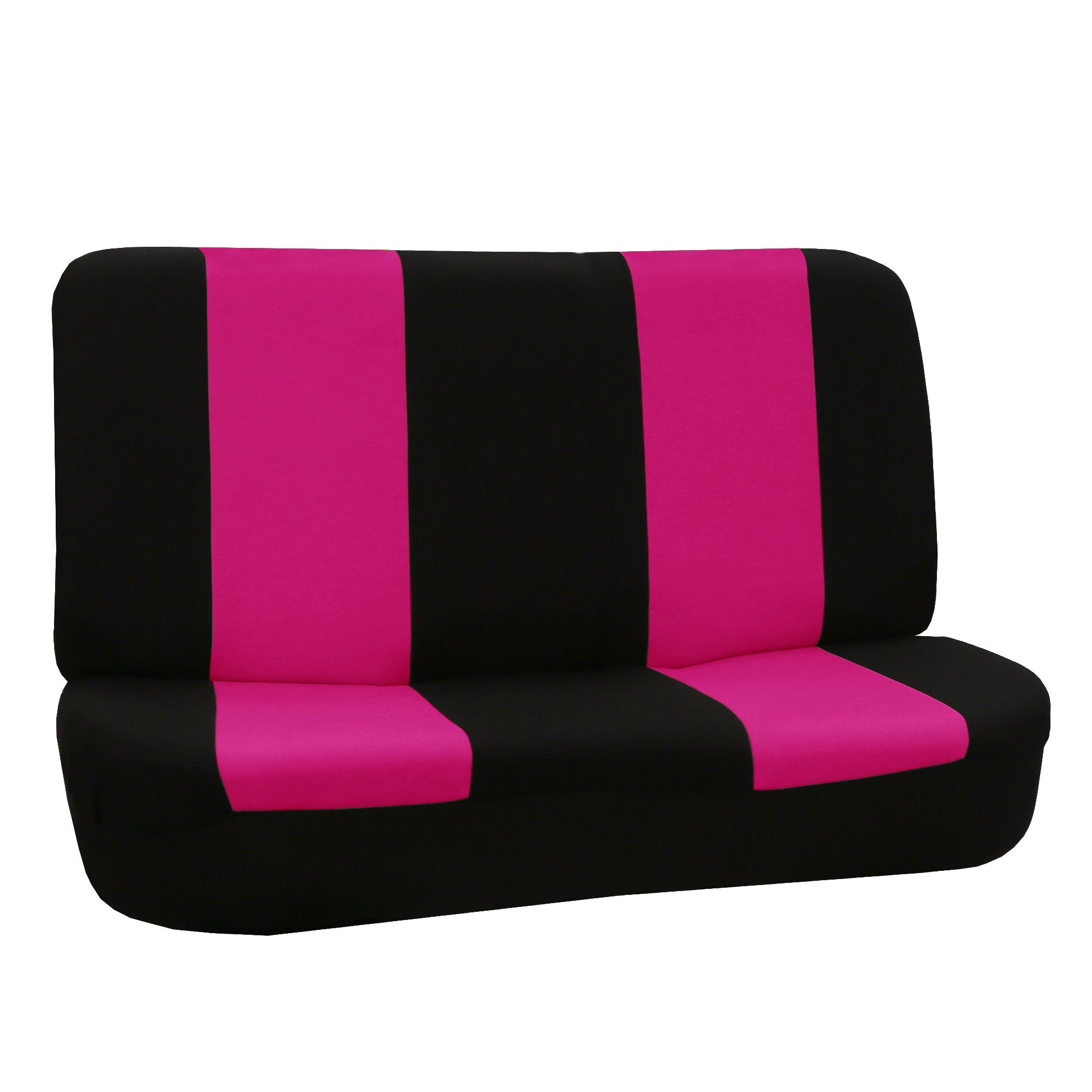 FH Group Universal Flat Cloth Fabric 2 Headrests Full Set Car Seat Cover， Pink and Black