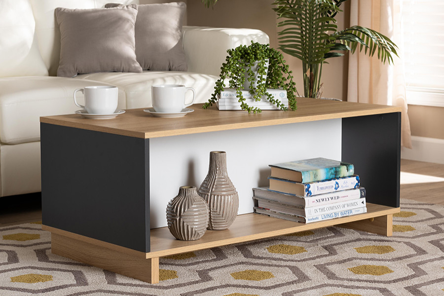 Oona Modern Contemporary Oak and Gray Wooden Storage Coffee Table   Transitional   Coffee Tables   by Baxton Studio  Houzz