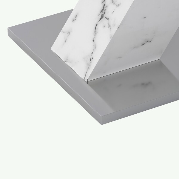 White Stretchable Marble Table with Metal Base