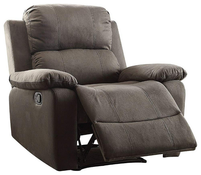 Benzara BM185749 Upholstered Recliner with Cushioned Armrests  Charcoal Gray   Transitional   Recliner Chairs   by VirVentures  Houzz