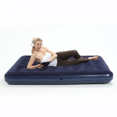 New Flocking Inflatable Bed Mattress Air Bed With Pump For Camping Traveling Inflatable Air Mattress