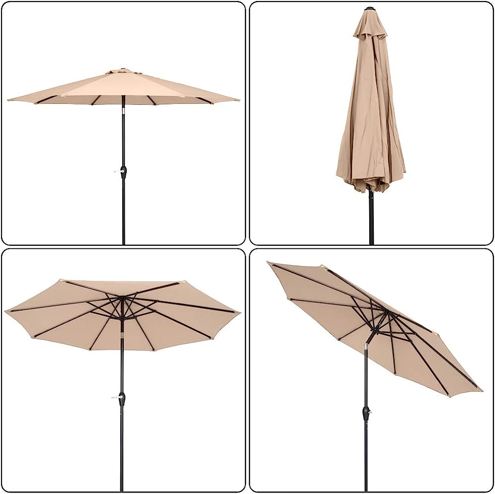 YELROL 9 ft Patio Umbrella  Umbrella Outdoor Patio  Market Table Umbrella  Central Umbrella Folding Sunshade