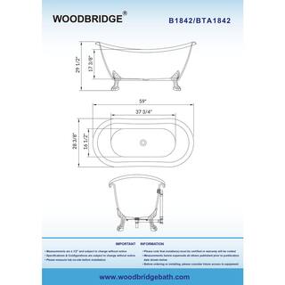 WOODBRIDGE Cincinati 59 in. Heavy Duty Acrylic Slipper Clawfoot Bath Tub in Black Claw Feet Drain  Overflow in Matte Black HBT7042