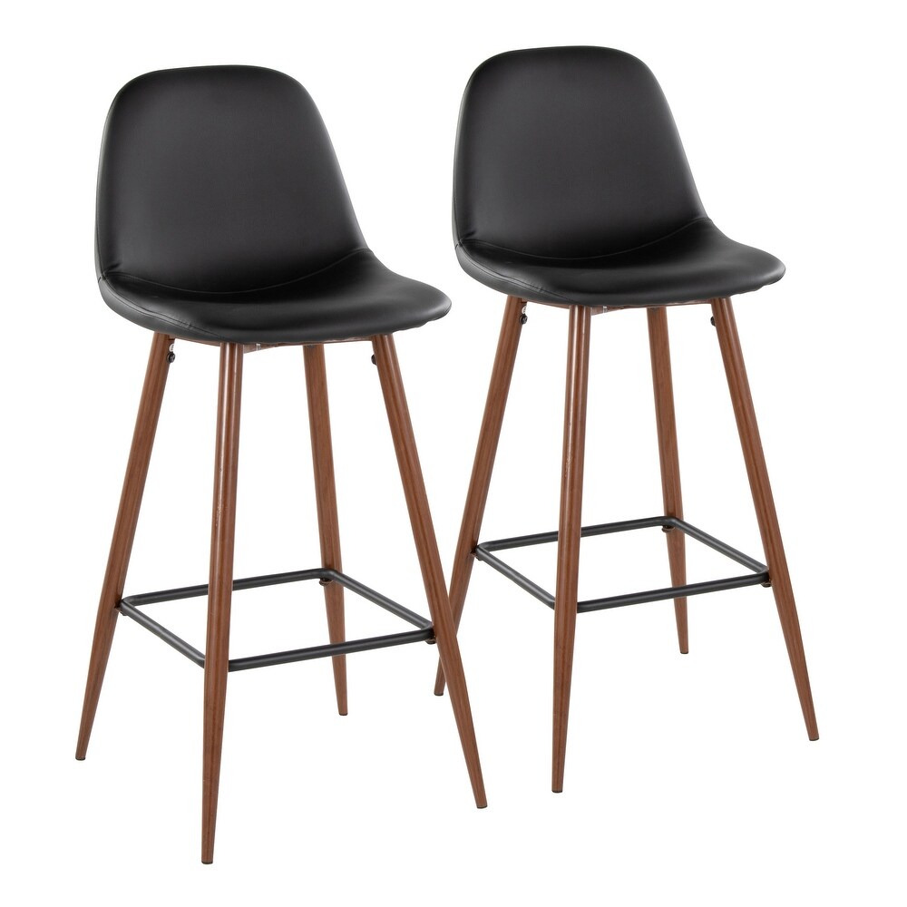 Lumisource Barstool in Walnut Metal and Light Grey Fabric  Set of 2   19\