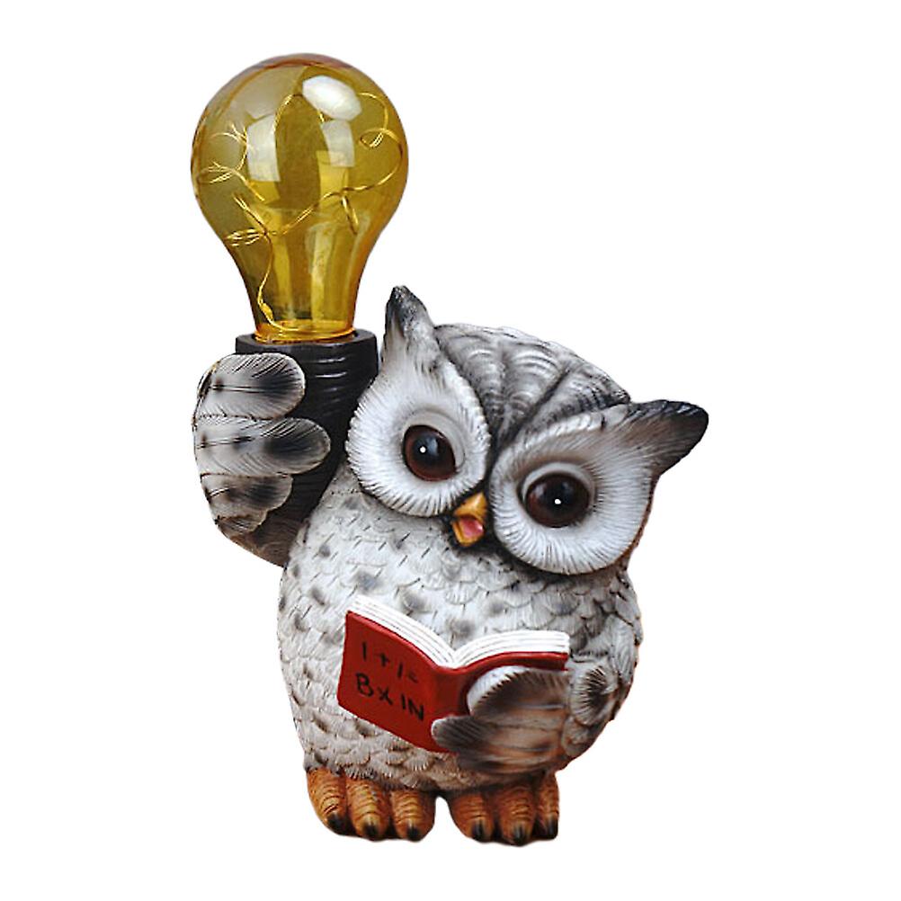 1pc Resin Owl Shape Solar Lamp Exquisite Garden Animal Decor Chic Lawn Adornment