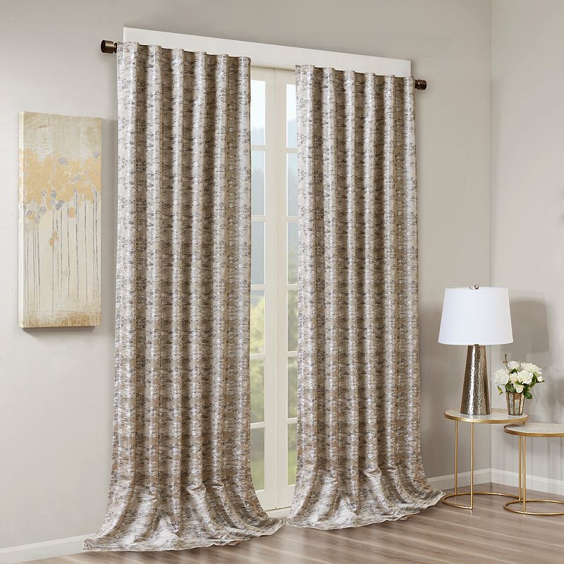 SunSmart Odessa Jacquard 100% Blackout 1-Panel Lined Window Curtain