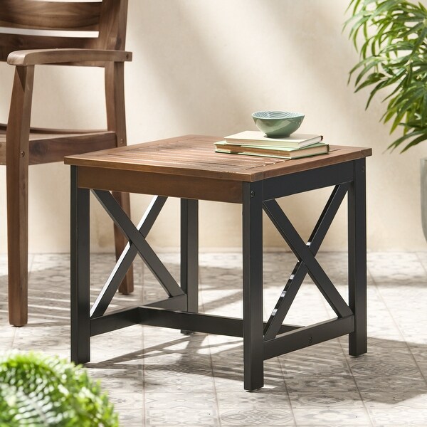 Outdoor Two Toned Finished End Table with Contrasted Legs