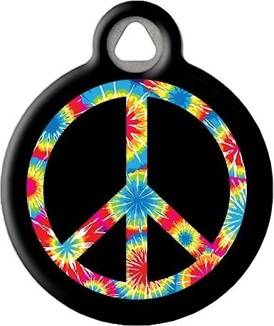 Dog Tag Art Tie Dye Peace Symbol Personalized Dog and Cat ID Tag