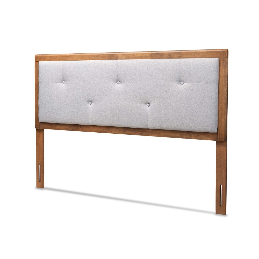 Abner Modern and Contemporary Fabric and Wood Headboard Light Grey