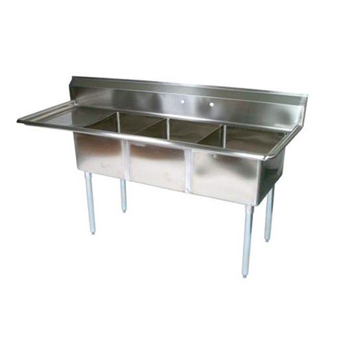 John Boos E3S8-1824-14T24 3 Compartment Pot Sink， (2) 24